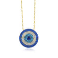 Wholesale Round Turkish Evil Eye Jewelry 925 Sterling Silver Blue Turkish Eye Necklace 18k Gold Pendant Necklace