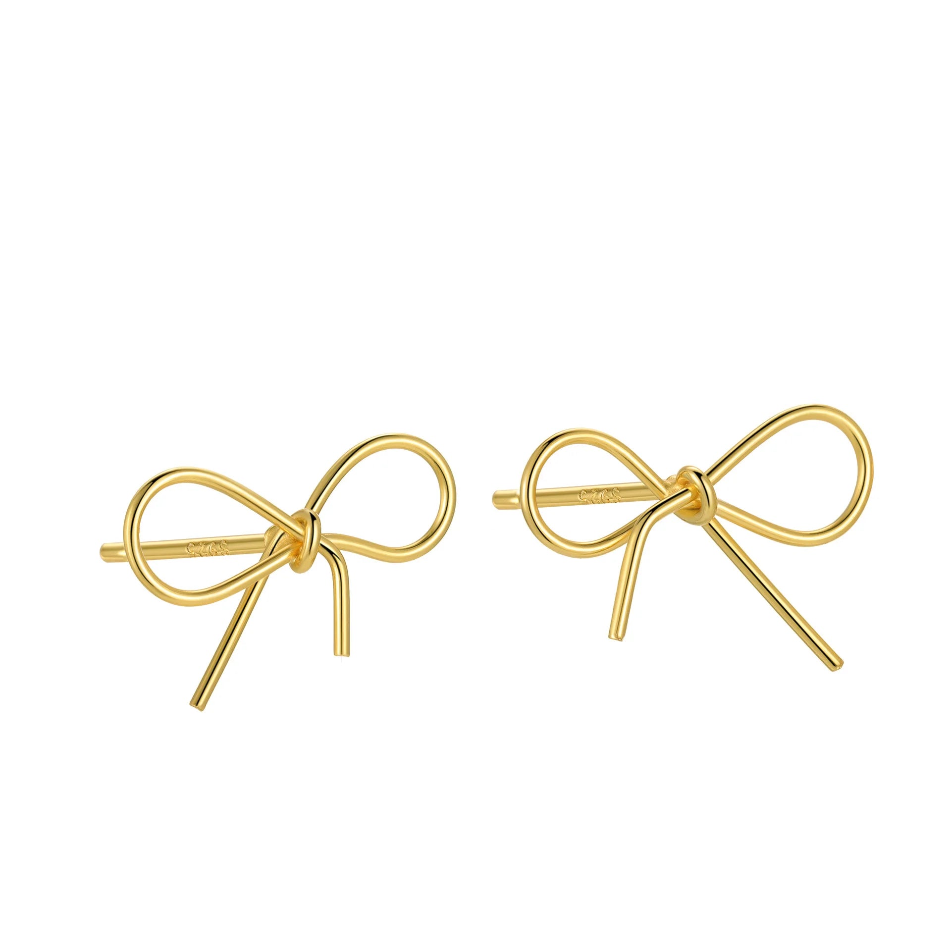 Punk Style Gold Plated Sterling Silver Hollow Butterfly Knot Earrings S925 Silver Bow Stud Earring for Women Girl