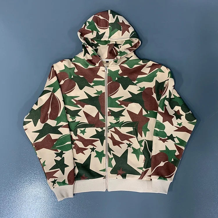 Custom Oversized Heavyweight French Terry Cotton Full Zip up DTG Printing Mens All Over Print Hoodie