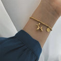 Simple Cute Dog Balloon Stainless Steel Small Round Gold Plated Good Luck Tags Beaded Bracelet