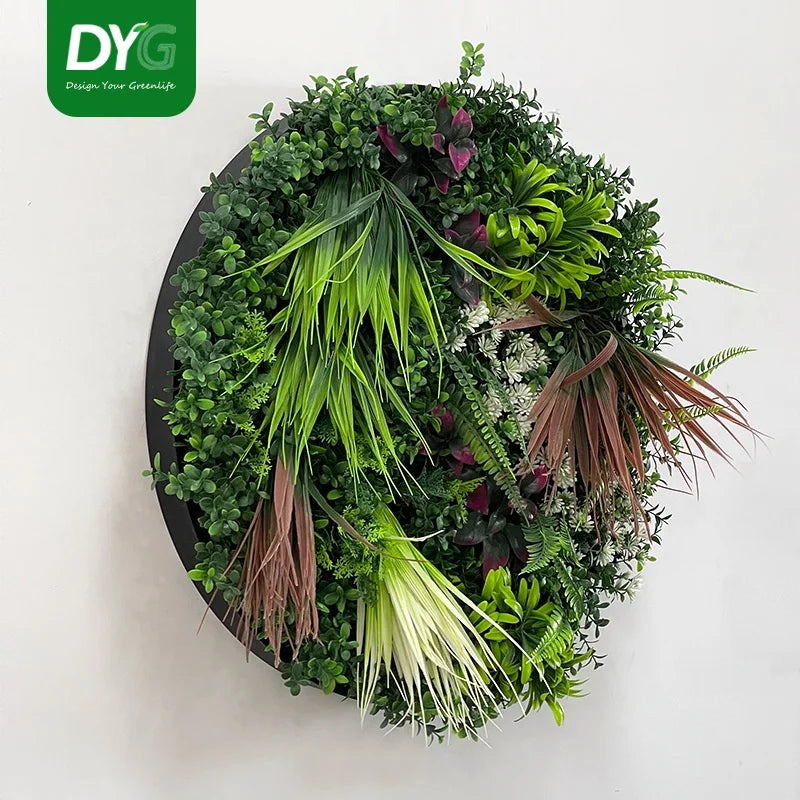 Hanging Greenery Round Backdrop Decorative Mur Vegetal Plant Wall Tropical Artificial Green Grass Vegetation Wall