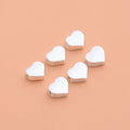 6mm Heart Bead 925 Sterling Silver Brushed Spacer Beads for Jewelry Making