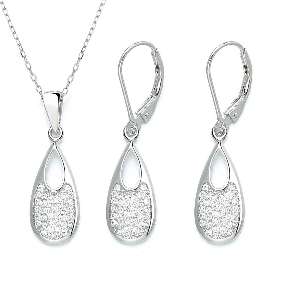 Simple Exaggeration Full Drill Oval Drop Earrings Korean Necklace