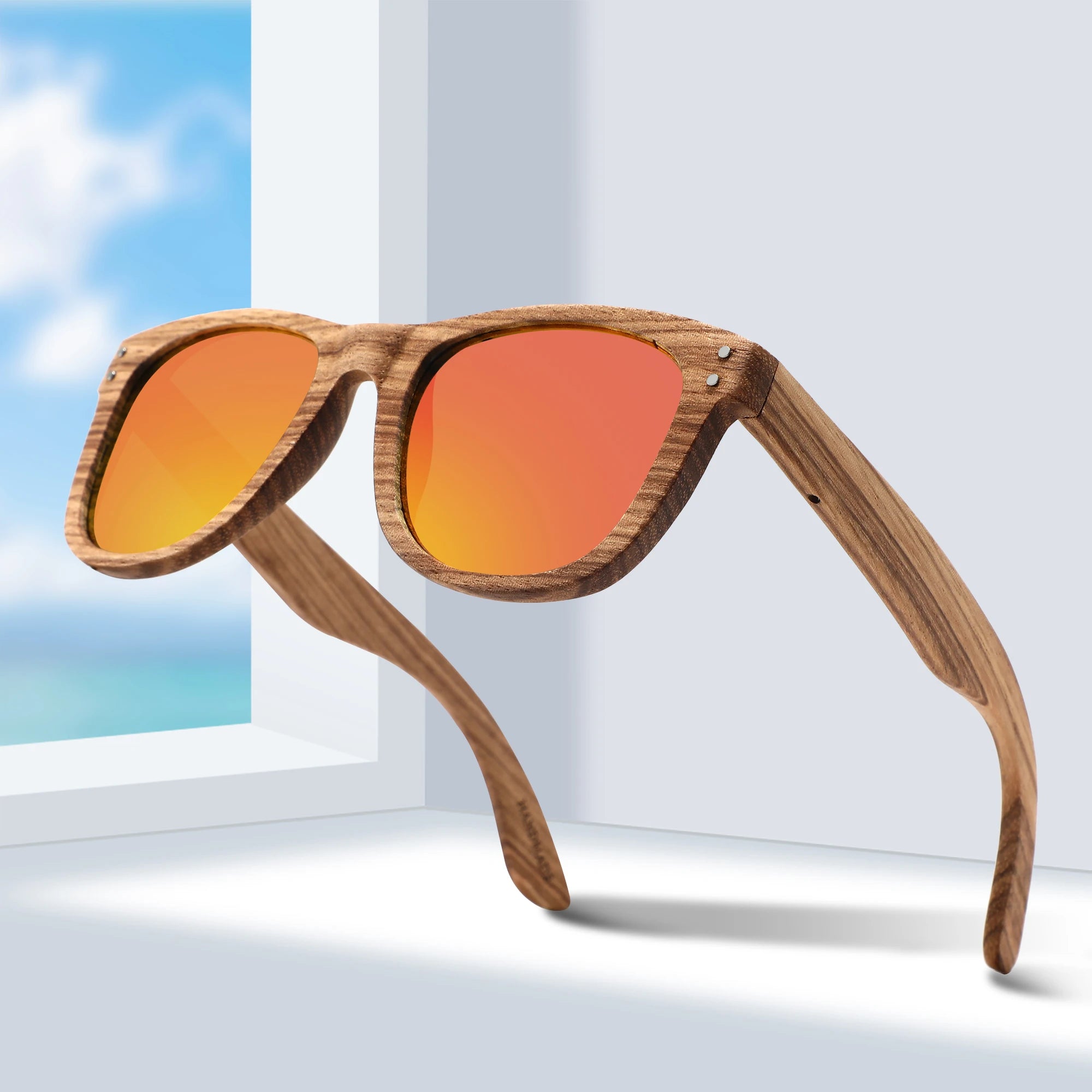 2023 Handmade Natural Wood Polarized Sunglasses UV400 Wooden Sun Glasses Men