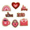 Valentines Chenille Glitter Handmade Embroidery Iron-on love Letter Valentines Patches