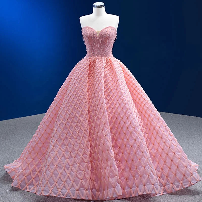 Jancember 222227 Pink Sweetheart Sleeveless Evening Women Ball Gown Dresses