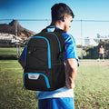 Black and Blue Backpack with Ball Compartment & Shoe Compartment for Basketball Soccer Volleyball