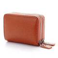 Factory Handmade Quality Woman Purse Organ Black Plain Pouch 2 Double Zipper Small Short Men Leather Wallet