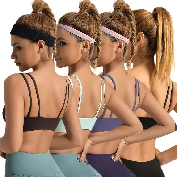 2025 Women's Sports Bra Breathable High Elastic Fitness Bra Shockproof Compression Fixed Cup Yoga Bra for Gym Running New Design