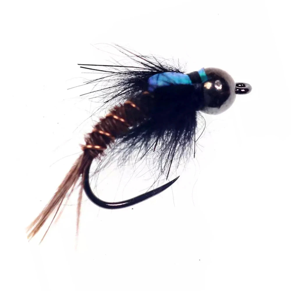 Tungsten Bead Head Barbless Jig Hook Flash Back Pheasant Tail Nymph Fly Trout Fishing Flies Fast Sinking Fishing Lure