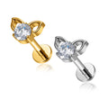 ASTM F136 Titanium 16G Cat Head Animal Style Zirconia Ear Stud Tragus Helix Lobe Earrings Labret Piercing Lip Ring Jewelry