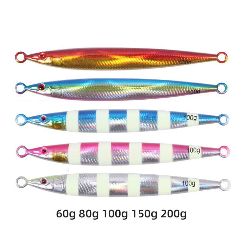 Factory Wholesale Deep Sea Needle Fish Iron Plate Lead Fish 60g-200g Deep Sea Fishing Boat Road Lure Dummy Bait