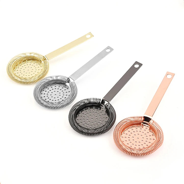 Factory Direct Stainless Steel Metal Bar Juice Cocktail Ice Mesh Strainer Premium Bar Tools