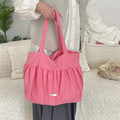 Retro Pleated Design Dot Women's Shoulder Bags Large Capacity Female Underarm Bag Solid Color Girls Travel Tote Purse Handbags