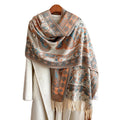 New Arrival Super Soft Cashmere Feel Shawl Long Pashmina Scarf With Leaf Pattern Square Style Thick Wraps & Shawls