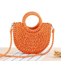 Handmade Half-round Rattan Woven Straw Bag Summer Women Messenger Crossbody Bags Girls Lady Small Beach Handbag