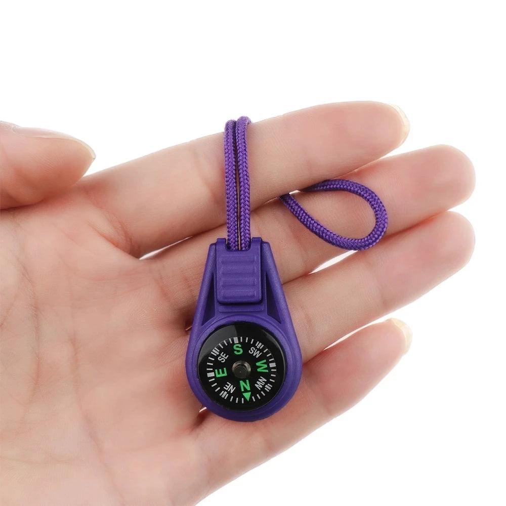 Zipper Tail Rope Backpack Accessories Mini Pocket Compass Survival Compass for Camping Hiking Outdoor Tool