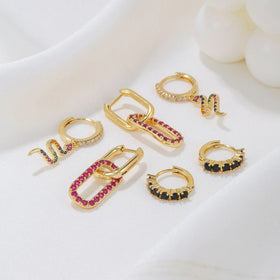 New Design Creative Animal Earring Set18K Gold Plated Brass Earrings Fashion Jewelry Personality Color Zircon Earrings for Women