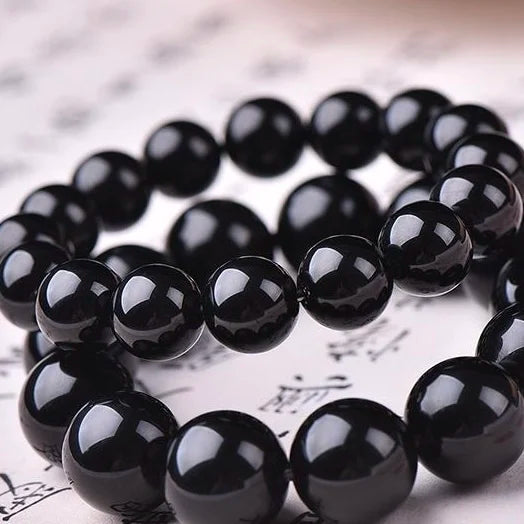 Natural Stone Obsidian Bracelet for Men Black Shiny Versatile Crystal Jewel Wholesale