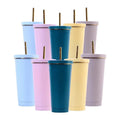500/750ML Custom Logo Double Wall Stainless Steel  Insulated Vacuum Car Cup Travel Coffee Drink Tumbler With Metal Straw
