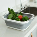 Multi-Function Foldable Silicone Cutting Board Portable Kitchen Dish Tub for Outdoor BBQ Picnic Home Washing Colander Colander