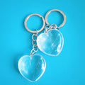 Huiying Wholesale natural polished healing crystals stones heart keychains necklace clear quartz key ring as gifts