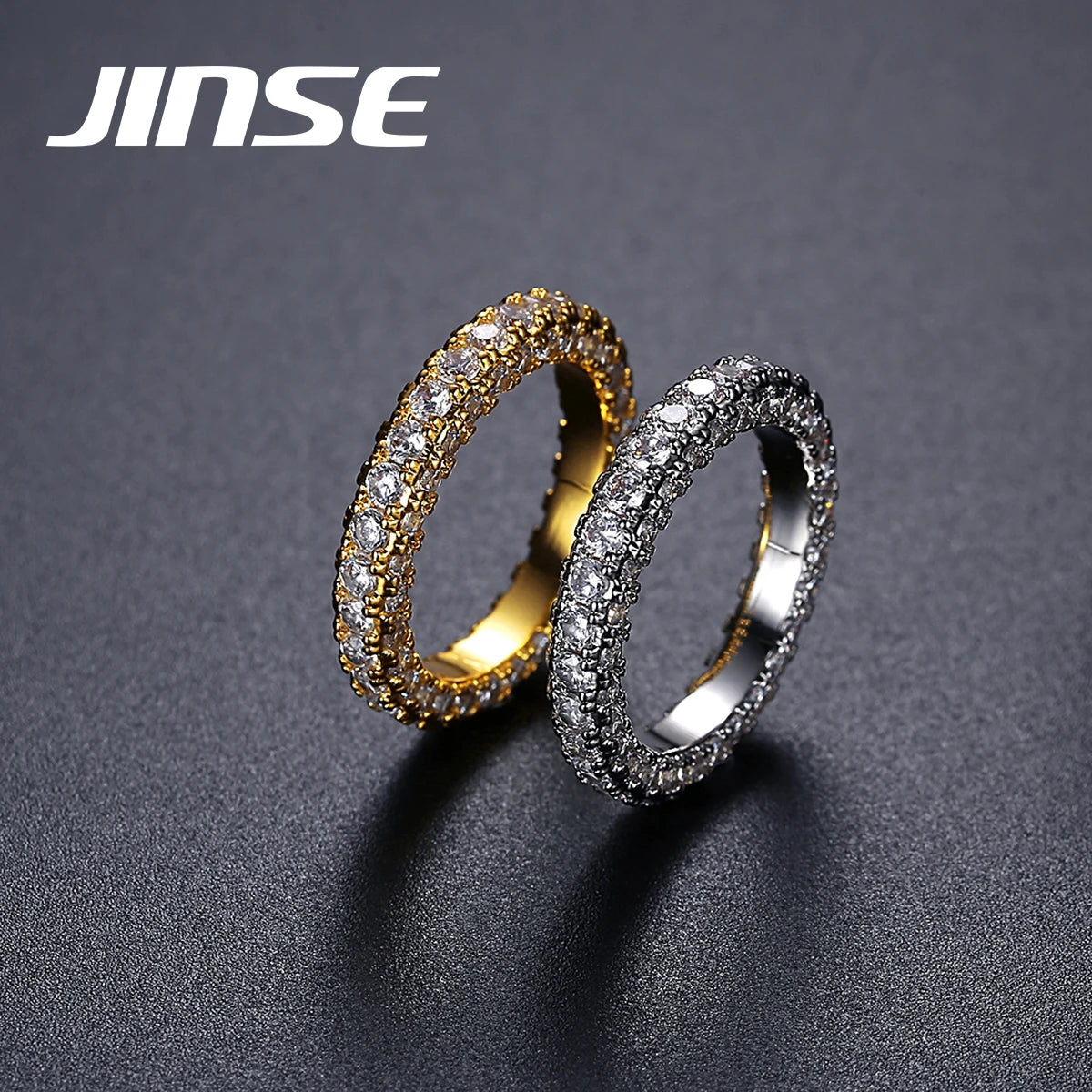 JINSE Men Hip Hop Ring Jewelry Hip Hop Crystal Man and Women Big Head Hip Hop Rock Cubic Zirconia Rings