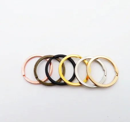 25mm 30mm 35mm Gold Rose Black Metal Steel Flat Split Rings Key Chain Ring