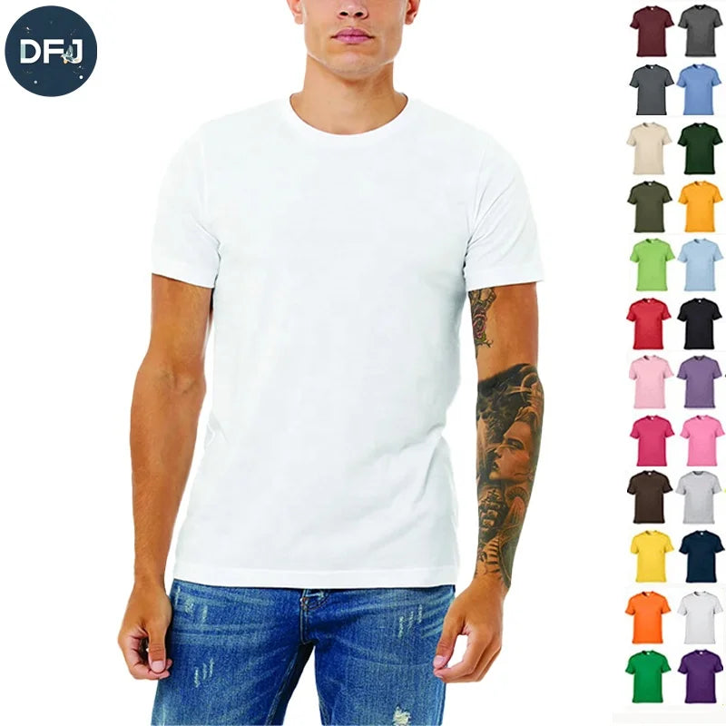 DFJ Custom Summer Formal T-Shirt Unisex 100% Cotton 220G Combed Short Sleeve Printed Jersey Blank Design Anti-Wrinkle