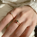 Stainless Steel Girls Minimal Jewelry Stacking Thin CZ Ring Skinny Mini Solitaire Ring Gold Colored Cubic Zirconia Stone Ring
