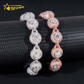 Fully Iced Out Bezel Setting 2ct Center Stone 14mm Width Hip Hop 925 Silver Men VVS Moissanite Bracelet