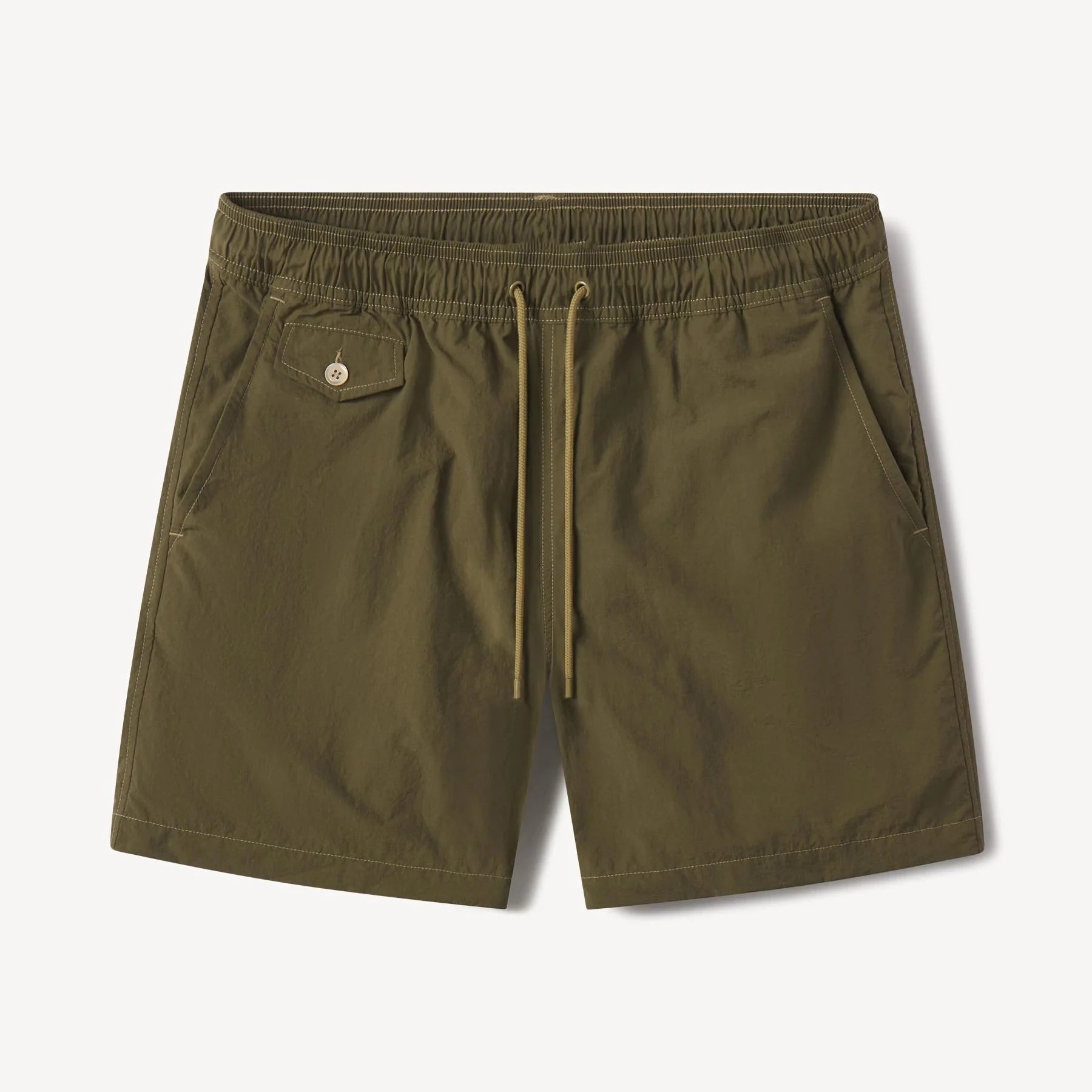 Men's Casual Solid Lightweight Swim Nylon Shorts Elastic Waistband Drawstring Quick Dry Breathable Knee Length