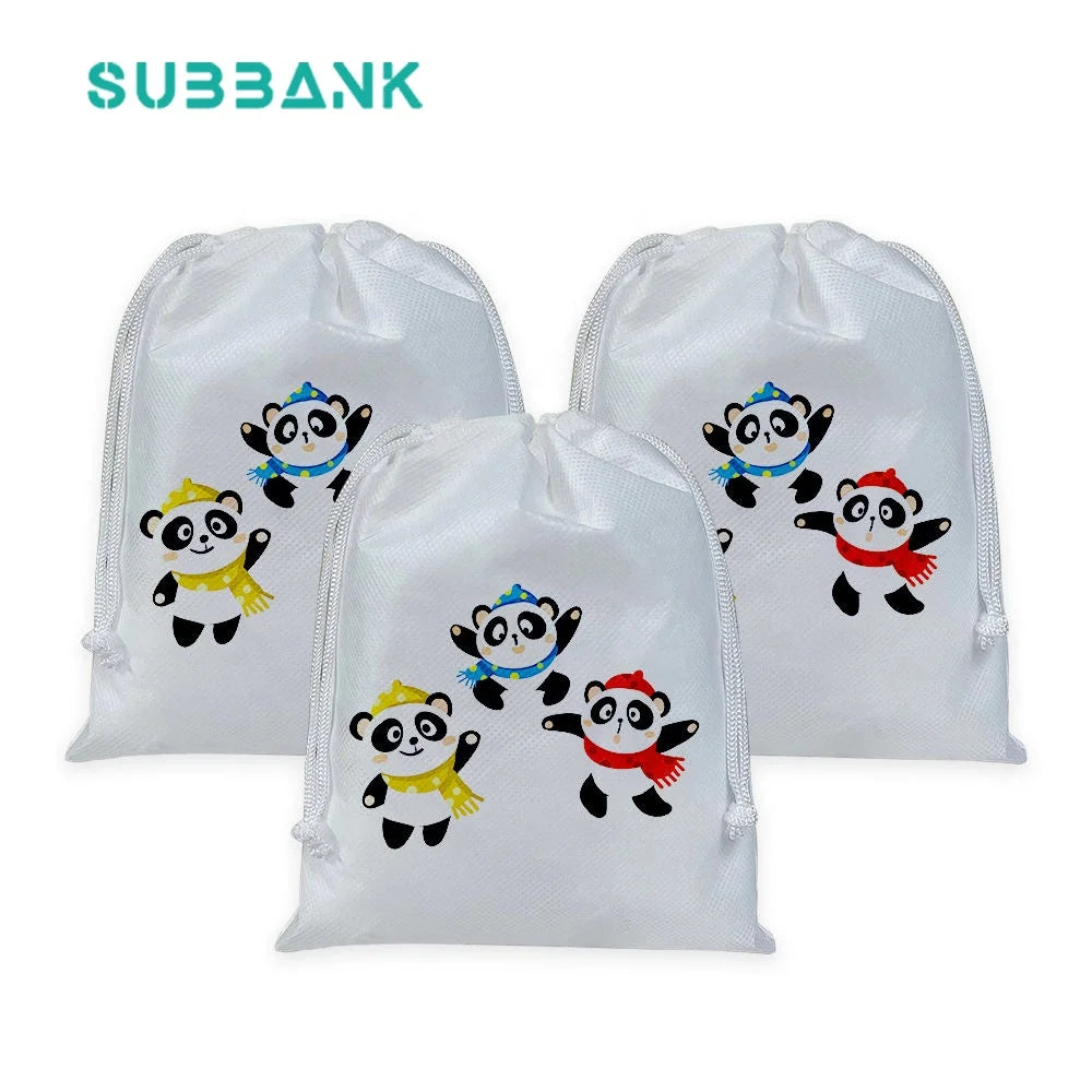 Subbank Wholesale Sublimated Drawstring Bag Logo Blank White Sublimation Non Woven Drawstring Bag