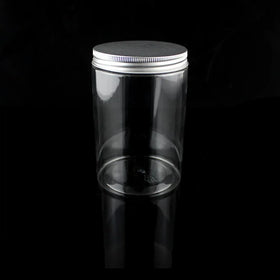 In Stock 150ml/600ML PET Round Transparent Mason Plastic Food Jar with Metal Screw Top Lid for Cookie and Canned Food Storage
