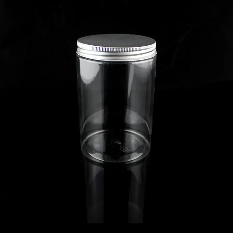 In Stock 150ml/600ML PET Round Transparent Mason Plastic Food Jar with Metal Screw Top Lid for Cookie and Canned Food Storage