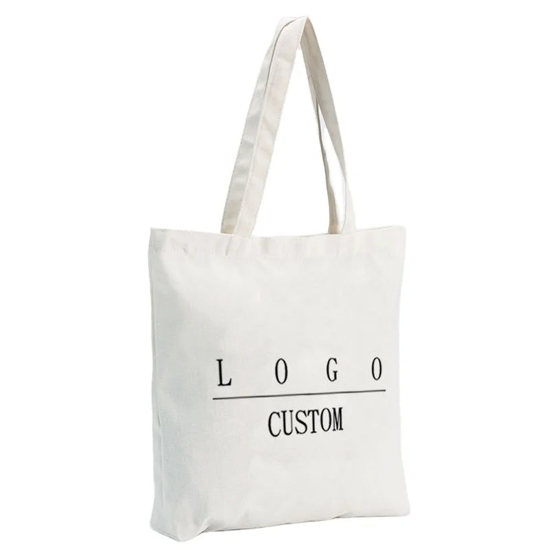 Wholesale Customized Cotton Canvas Tote Bag Plain White Blank Reusable Shopping Bags with Custom Print Logo