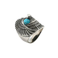 Indian Style Stainless Steel Antique Eagle Blue Turquoise Ring