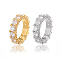 Trendy Hip Hop Men's Dainty 18K Gold Plated Cz White Zirconia Pave Engagement Finger Ring
