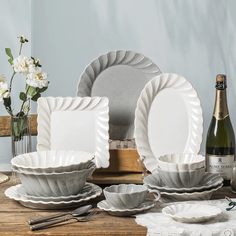 Ceramic Plate Set Creative Personality Household Tableware Dinnerware Ceramic Plates Sets Dinnerware Tableware  for Wedding