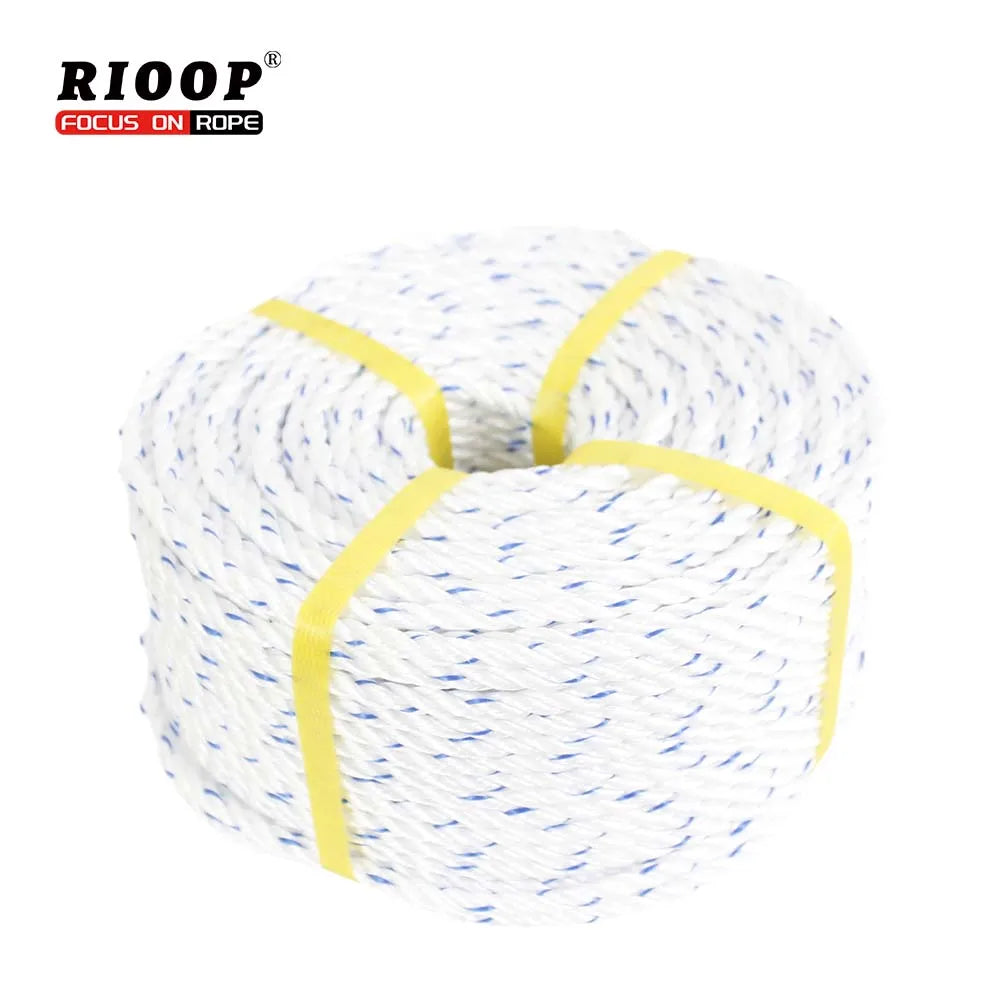 Customized 3 4 Strand Twist PP Nylon Danline Rope White with Blue for Fishing Marine Use Packaging Ropes