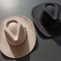 Wholesale 100% Australian Wool Western Fedora Cowboy Hats Beige Black Cowboy Hat One Size Fadora Hat