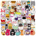 50Pcs Kawaii Cat Coffee Cup Cartoon Graffiti Stickers for Laptop Phone Waterproof Girl DIY Decor Sticker