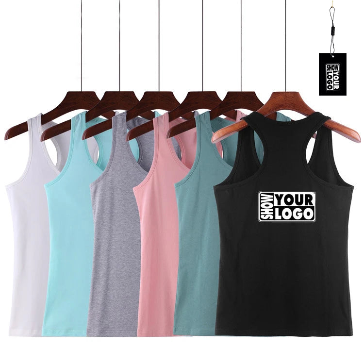 Women's Custom Gym Singlet 180gms 95% Cotton 5% Spandex Breathable Casual Tank Top Logo Design Wholesale OEM Printing Tank Tops