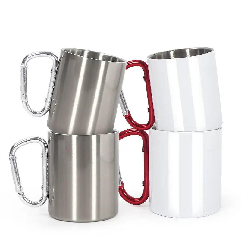 Sport Coffee Cup BPA Free Mountaineering Buckle Double Wall Metal Camping Mug With Handle