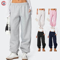 Women's High Waisted Drawstring Sweat Pants Custom Heavy Weight Breathable Eco-Friendly Casual Trouser Flat Front Inner Fleece