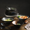 Black Ceramic Japanese Ramen Bowl 7-10 Inch Soup Bowls for Udon Soba Pho Asian Noodles