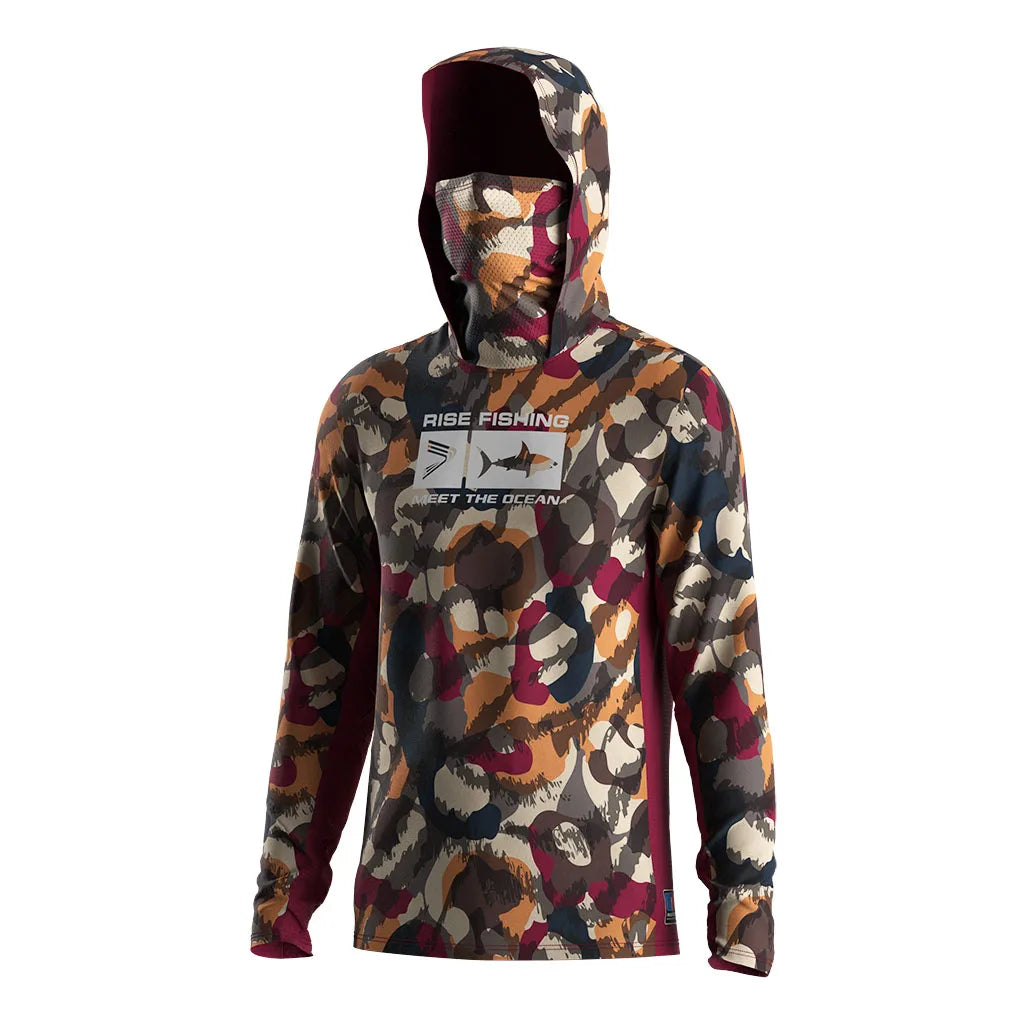 Quick Dry Sublimation Upf 50  Quick Dry Fish Net Shirt Performance Shirts Long Sleeve Hoodie With Facemask Fishing