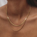 Dainty Stainless Steel Jewelry 18k Gold Twisted Rope Chain Necklaces Herringbone Snake Blade Double Layered Necklace for Women