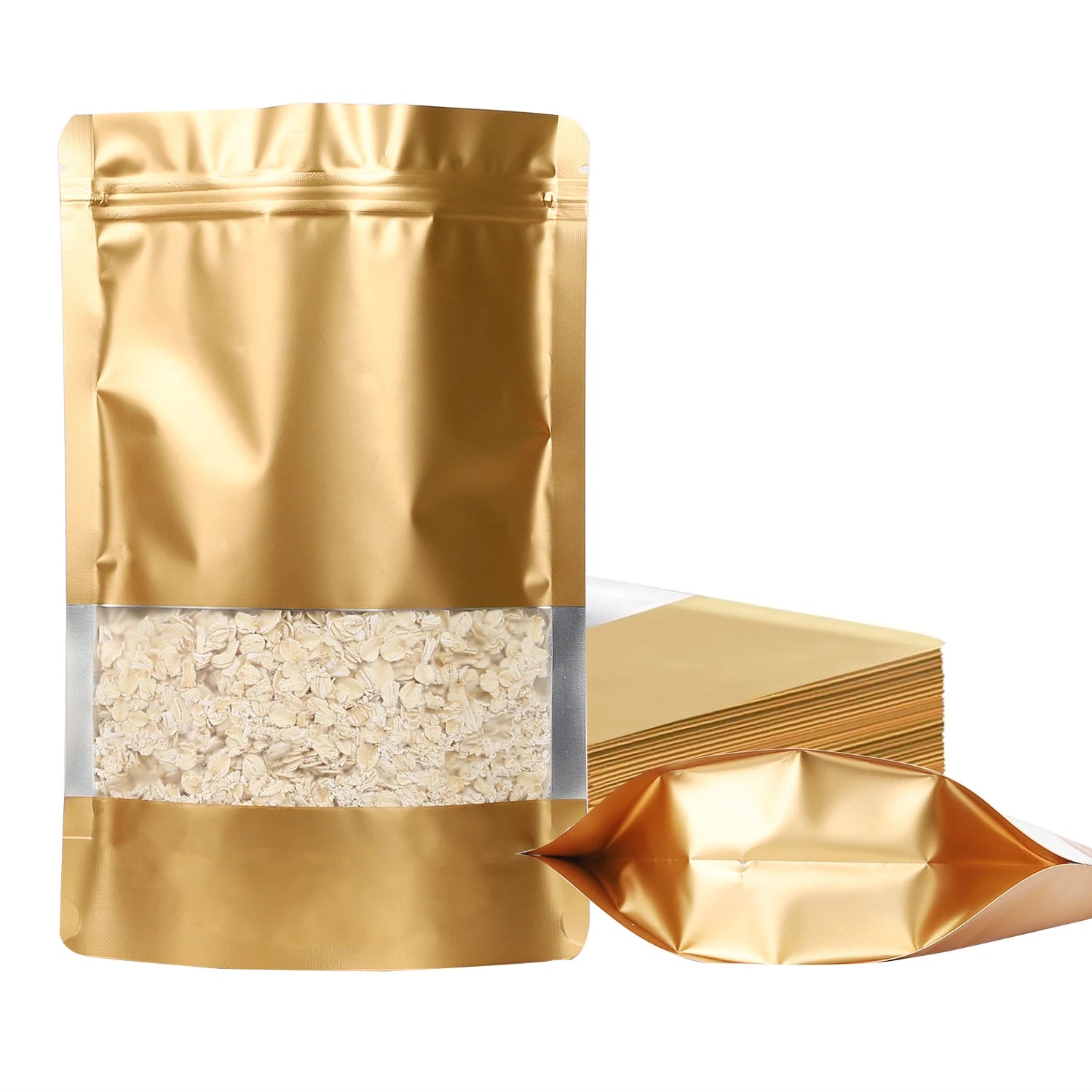 Bag Reusable Biodegradable Stand up Pouch with Zipper Custom Printed Food Packaging Mylar Plastic PE Food Package Hot Stamping