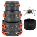 Induction Compatible Outdoor Cookware Set with Non-Stick Glass for Easy Backpacking Picnic & Camping